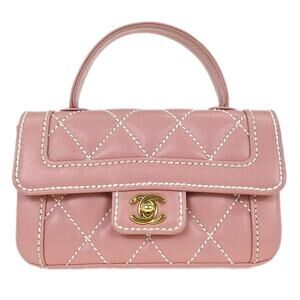 Chanel Leather Wild Stitch Handbag Pink